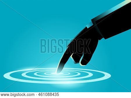 Vector Illustration Of Finger Making A Ripple, Concept For One Person, Or Thing That Is Connected An