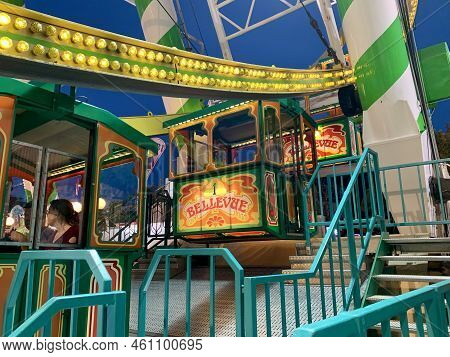 Entrance To Ferris Wheel Ride In Schueberfouer Fun Fair In Luxembourg, Luxembourg - August 28, 2022