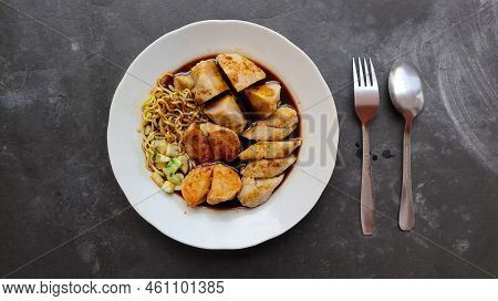 Pempek Or Empek-empek Or Fish Cake Is A Food Made From Soft Ground Fish Meat Mixed With Tapioca Flou