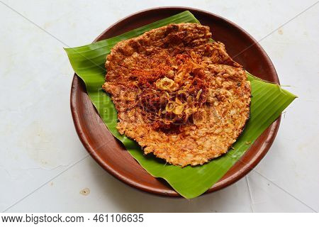 Kerak Telor Or Egg Crust. Kerak Telor Is Spicy Glutinous Rice Omelette With Grated Coconut. Made Fro