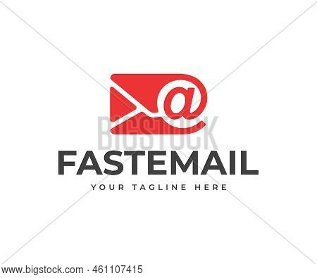 Mail Letter Logo Design. Email Envelope Vector Design. Electronic Mail With Arobase Sign Logotype