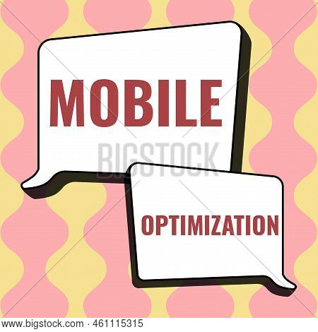 Handwriting Text Mobile Optimization. Concept Meaning Site Content Reformatted For Handheld Or Table