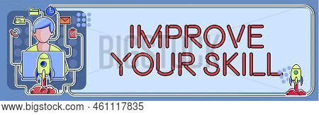 Sign Displaying Improve Your Skillunlock Potentials From Very Good To Excellent To Mastery. Business