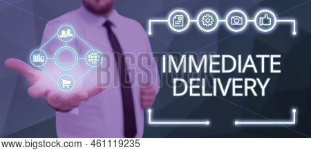 Sign Displaying Immediate Deliverysend It Now Custom Procedure To Dispose Promptly. Internet Concept