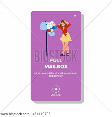 Full Mailbox Vector. Mail Box, Post Junk, Stuffed Letter, Letterbox Postal, Postbox Postage, Paper D