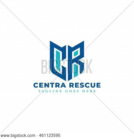 Abstract Initial Letter Cr Or Rc Logo In Blue Color Isolated In White Background Applied For Emergen