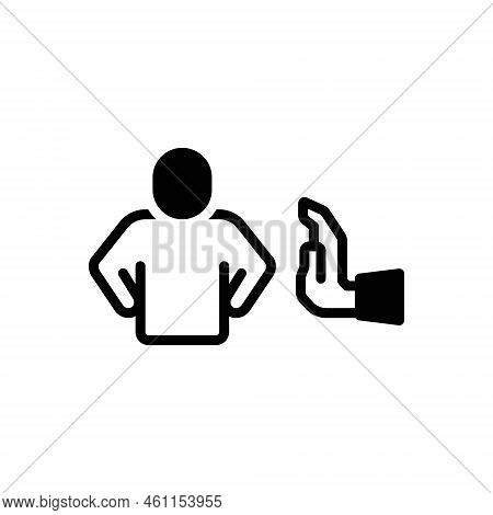 Black Solid Icon For Excuse Apology Person Regret Regretful Stop Warning Hand