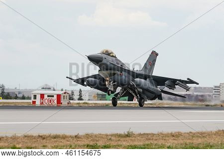 Konya, Turkiye - June 30, 2022: Turkish Air Force General Dynamics F-16c Fighting Falcon (4r-71) Lan
