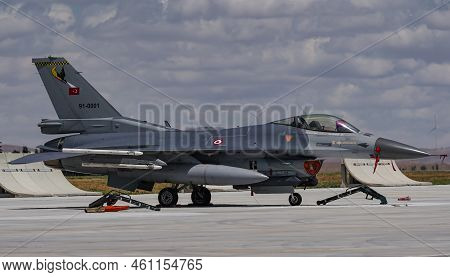 Konya, Turkiye - June 30, 2022: Turkish Air Force General Dynamics F-16c Fighting Falcon (4r-81) Dis