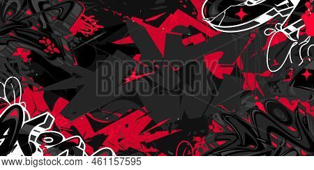 Dark Black Abstract Flat Urban Street Art Graffiti Style Vector