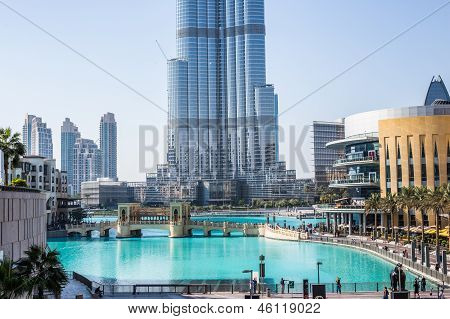 View On Burj Khalifa, Dubai, Uae, At Night