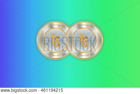 Tezos Virtual Currency Images. 3d Drawings. Coin Logo.