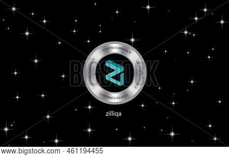 Zilliqa Virtual Currency Images. 3d Illustrations. Coin Logo.