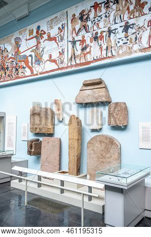 London, Uk - August 19, 2022: Exhibits Inside The Famous British Muesum In London.