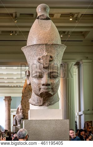 London, Uk - August 19, 2022: Egyptian Exhibits Inside The Famous British Muesum In London.