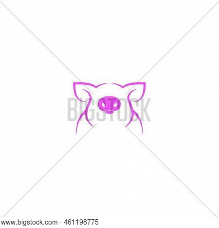 Pig Icon Logo Design Illustration