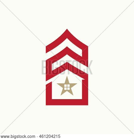 Simple And Unique Army Veteran Sign With Home Or Roof House Image Graphic Icon Logo Design Abstract 