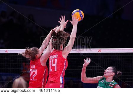 Ankara, Turkiye - June 03, 2022: Lozo Sara And Aleksic Maja In Action During Serbia Vs Bulgaria Vnl 