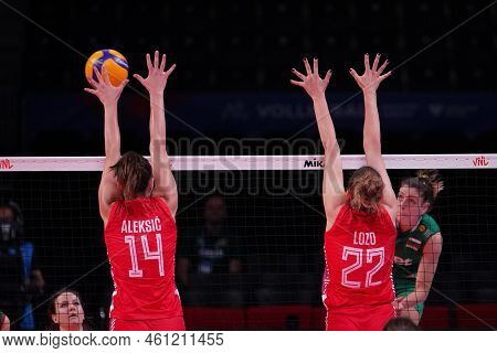 Ankara, Turkiye - June 03, 2022: Aleksic Maja And Lozo Sara In Action During Serbia Vs Bulgaria Vnl 