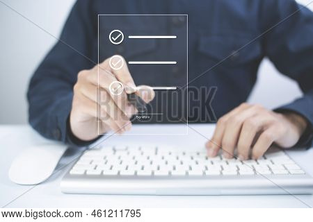 Businessman, Work From Home, Handling Documents, E-signing, Signing Digital Contracts Electronic Sig
