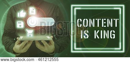 Hand Writing Sign Content Is Kingcontent Is The Heart Of Todays Marketing Strategies. Conceptual Pho