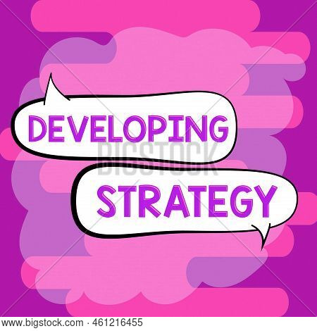 Hand Writing Sign Developing Strategyorganizations Process Changes To Reach Objectives. Conceptual P