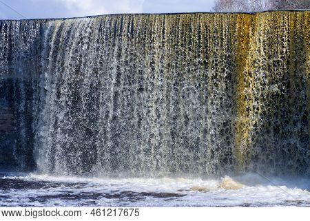 Waterfall In Estonia. Jagala The Highest Natural Cascade In Estonia. Close Up