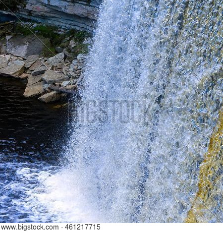Waterfall In Estonia. Jagala The Highest Natural Cascade In Estonia. Close Up