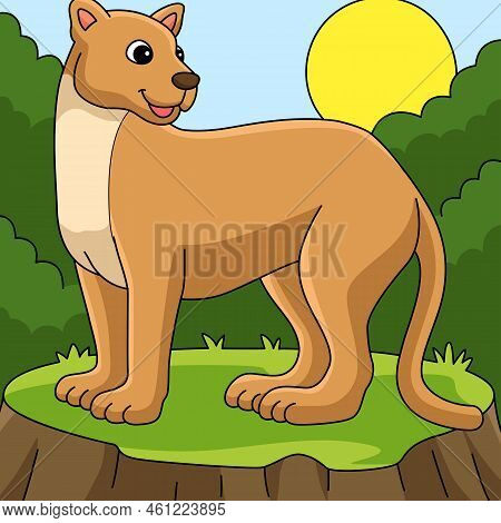 This Cartoon Clipart Shows A Puma Animal Illustration