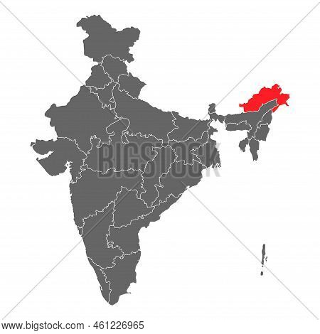 India Map Graphic, Travel Geography Icon, Indian Region Arunachal Pradesh, Vector Illustration .