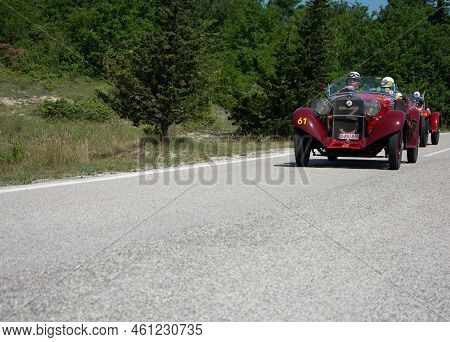 Fiat On An Old Racing Car In Rally Mille Miglia 2022 The Famous Italian Historical Race (1927-1957