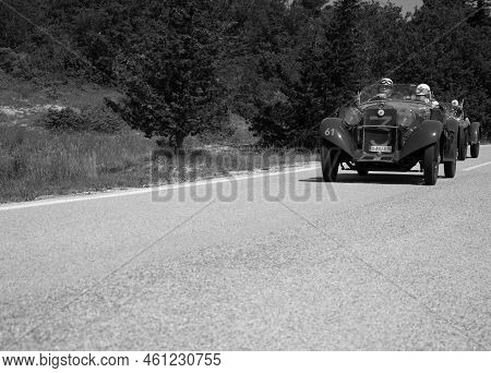 Fiat On An Old Racing Car In Rally Mille Miglia 2022 The Famous Italian Historical Race (1927-1957