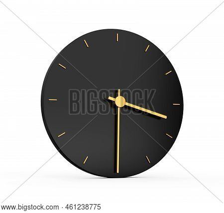 Premium Gold Clock Icon Isolated Half Past Three O Clock Black Icon 3:30 Or 15:30 O'clock Time Icon 