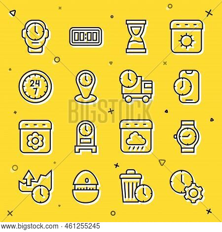 Set Line Time Management, Wrist Watch, Alarm Clock App Mobile, Old Hourglass, Zone Clocks, Clock 24 