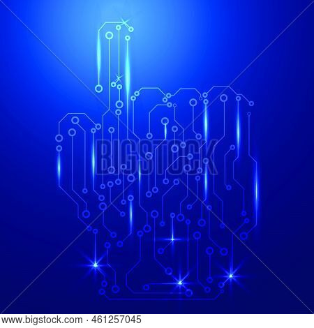 Abstract Technology Touch Finger Scan Circuit Board Concept Vector Background