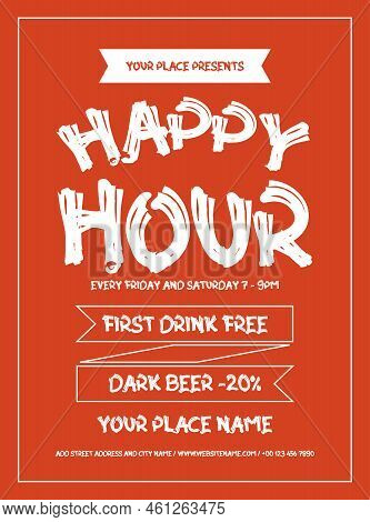 Happy Hour Party Poster Flyer Or Social Media Post Template Design