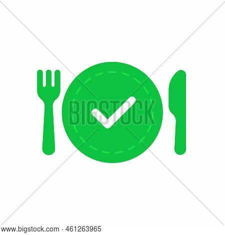 Green Ready To Eat Icon Like Dinner. Flat Simple Cartoon Style Trend Modern Kitchen Set Logotype Gra