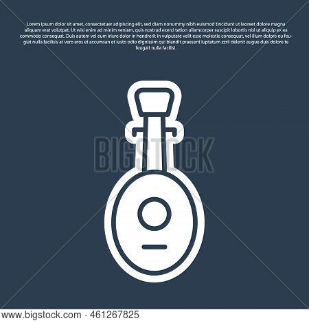 Blue Line Musical Instrument Lute Icon Isolated On Blue Background. Arabic, Oriental, Greek Music In