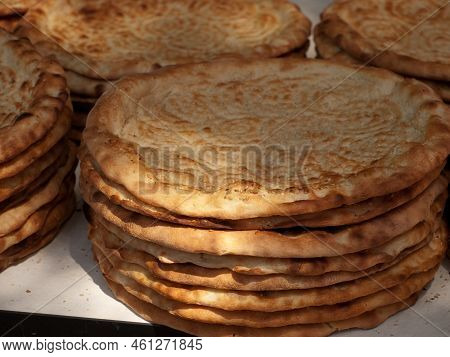 Stach Of Flat Bread On The Market In Xian, China.