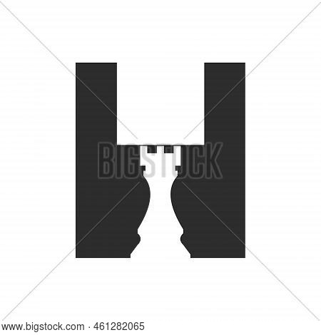 Letter H Chess Game Logo Design Vector Template. Chess Logo Type Symbol