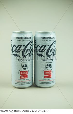 Samut Prakan, Thailand - September 10, 2022 : A New Cand Of Marshmello Limited Edition Coca-cola, St