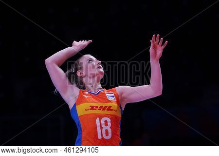 Ankara, Turkiye - June 05, 2022: Jasper Marrit Serves During Serbia Vs Netherlands Vnl Pool Match In