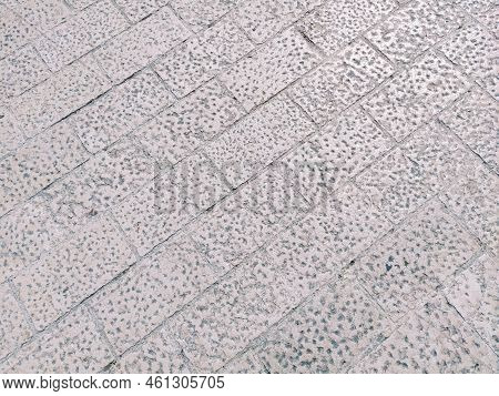 Marble Floor On The Street, Dubrovnik, Croatia. Antique Masonry Tiles From Rectangular Blocks. Black