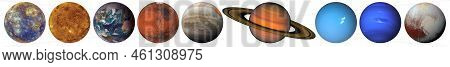 Solar System Planets In Order, Set Of All Planets Isolated On White Background. Elements Of This Ima