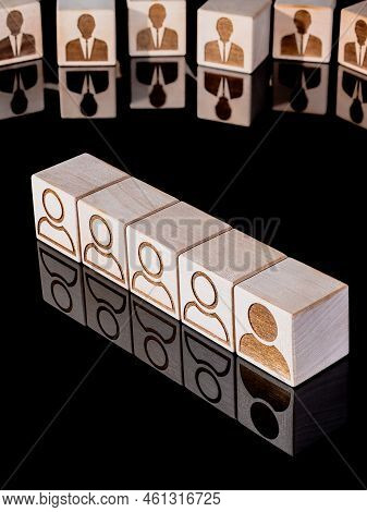 Personalization marketing, customer centric strategies on wooden cubes