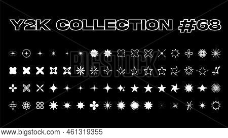 Vector Set Of Geometric Shapes With Mesh Gradient Background.abstract Icons Or Symbols In Y2k Aesthe