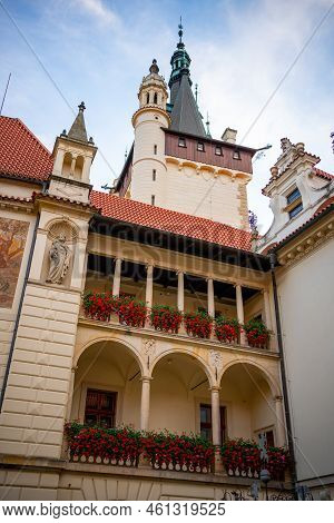 Pruhonice, Czech Republic - September 3, 2022: View Of Pruhonice Castle In A Castle Park, Czech Repu