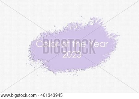 Brush Stroke Of Lavender Color. Stroke In Colour Of The 2023 Year Digital Lavender. Text Color Of Th