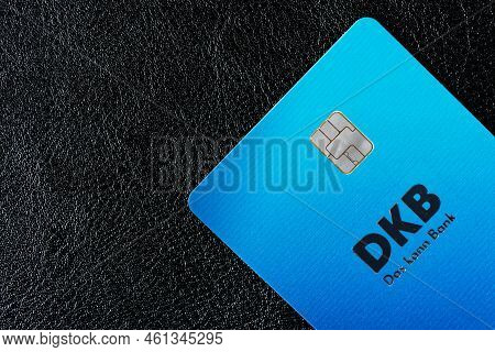 Dortmund, Germany - 09 10 2022 close up of dkb das kann bank (this can bank) blue visa credit card w