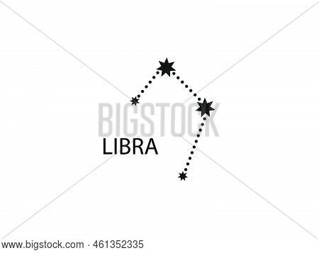 Libra Zodiac Constellation. Sky Map. Horoscope Symbol. Vector Illustration Of Astrological Signs For